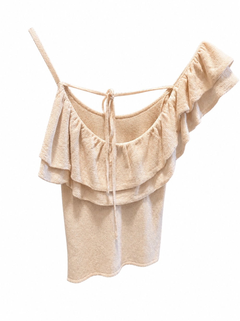 Zara Beige Ruched Off Shoulder Knit Top Size Small NWT - Picture 4 of 9